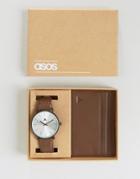 Asos Watch And Card Holder Set In Brown - Brown