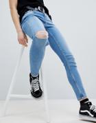 New Look Hallie Fray Hem Skinny Jean - Blue