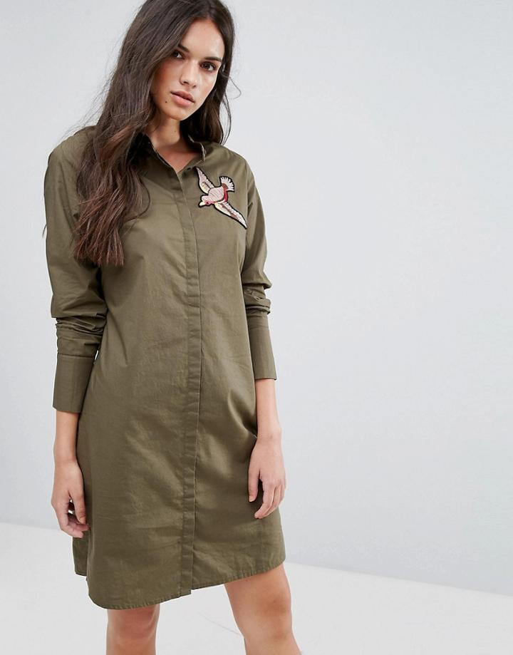 Vero Moda Bird Applique Shirt Dress - Green