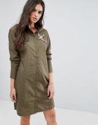 Vero Moda Bird Applique Shirt Dress - Green