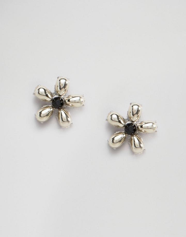Asos Metal Flower Stud Earrings - Mixed Metal