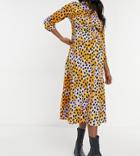 Pieces Maternity Shirt Midi Dress With Tie Waist In Mixed Spot Print-multi