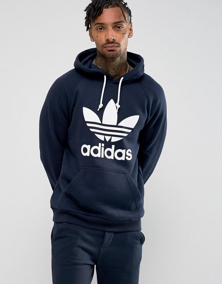 Adidas Originals Trefoil Hoodie In Navy Bs4629 - Navy