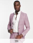 Twisted Tailor Tall Suchet Skinny Fit Suit Jacket In Tonal Purple Plaid