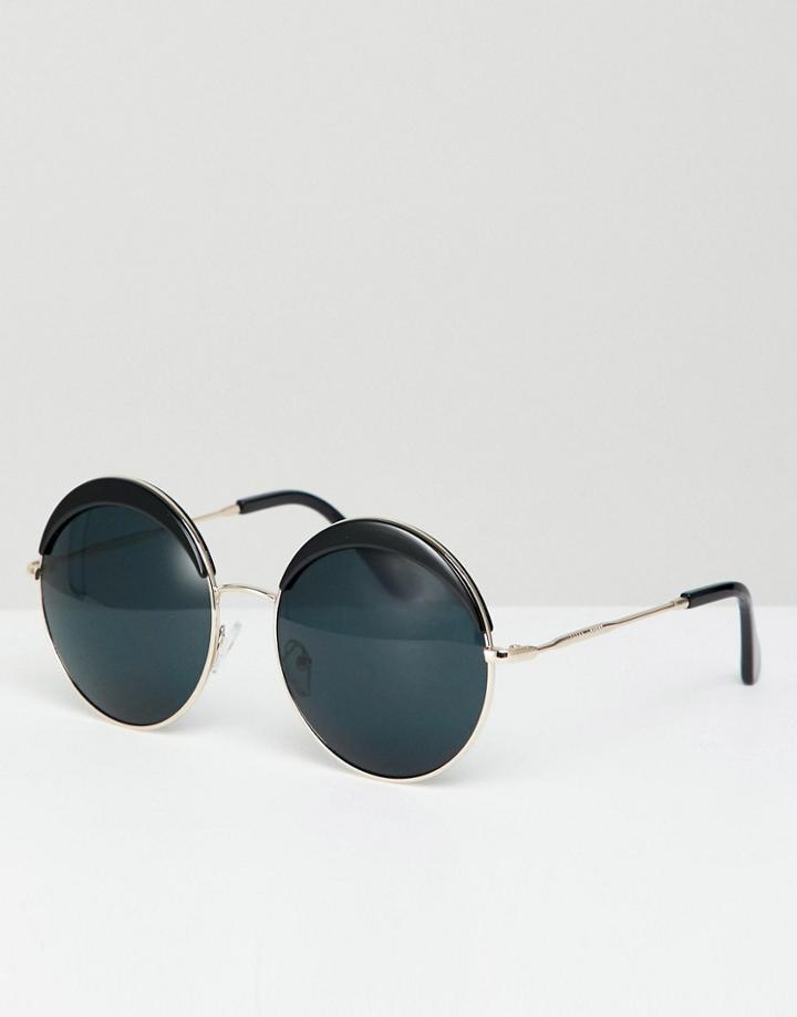 Jeepers Peepers Oversized Round Sunglasses In Black - Black