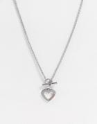 Tommy Hilfiger T-bar Heart Necklace In Silver