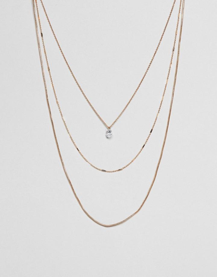 Aldo Delicate Gold Chain Multirow Necklace - Gold