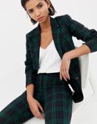 Mango Blue And Green Plaid Blazer Two-piece In Navy - Navy