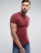 Asos Muscle Fit Crew Neck T-shirt In Red - Red