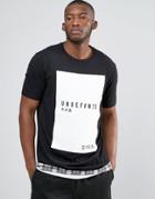 Asos Super Longline T-shirt With Japanese Text Print And Check Hem Extender - Black