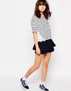 I Love Friday Bloomer Shorts With Skirt Layer In Micro Rib - Navy