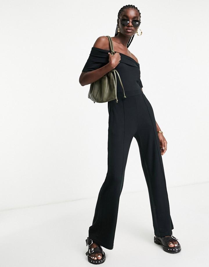 & Other Stories Off Shoulder Jumpsuit In Black