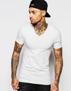 Asos Extreme Muscle T-shirt With V Neck And Stretch - Creamy Mushrm