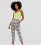 River Island Tapered Pants With Ring Detail In Check - Pink