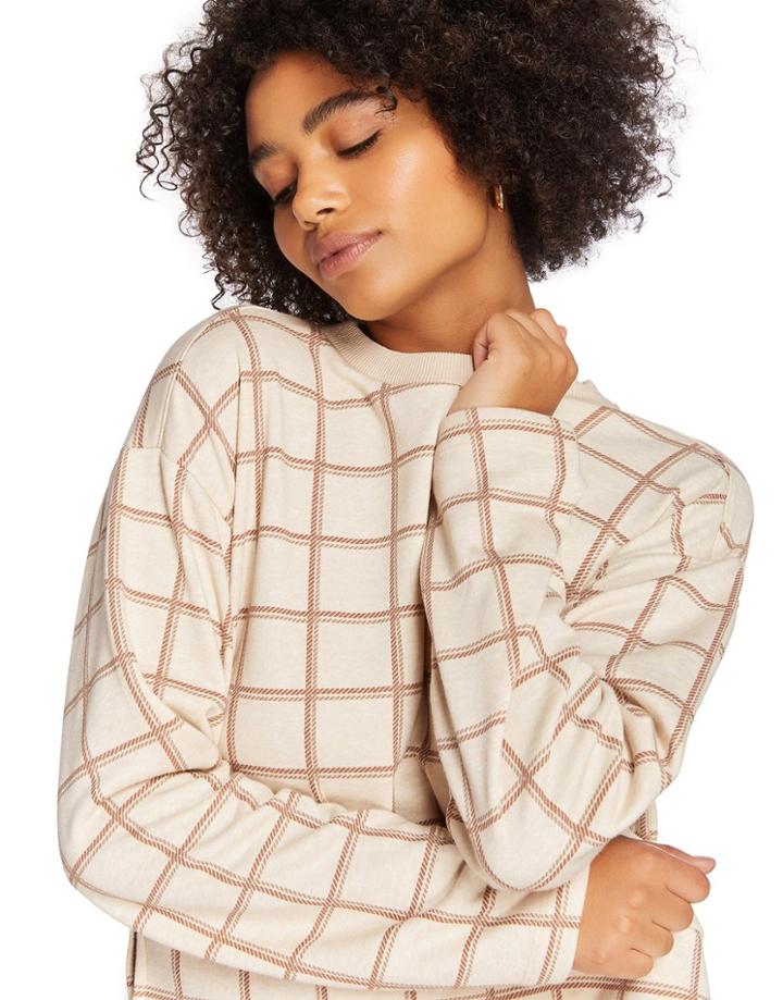 Steele Plaid Sweatshirt In Ecru - Part Of A Set-white