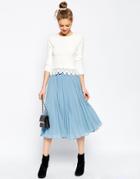 Asos Pleated Midi Skirt - Pale Blue