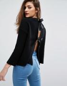Missguided Bow Back Sweater - Black