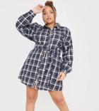 In The Style Plus X Olivia Bowen Longline Shirt Dress With Belt Detail In Plaid-multi