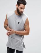 Religion Trail Sleeveless Sweatshirt With Zip Detail Pocket - Gray Marl