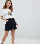 Missguided Petite Raw Hem Mini Skirt - Black