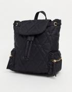 Asos Design Black Backpack In Quilt
