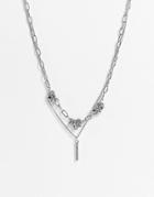 Svnx Multi-row Necklace With Barbed Wire Detail In Silver