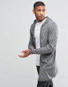 Lindbergh Open Cardigan With Hood In Gray - Gray