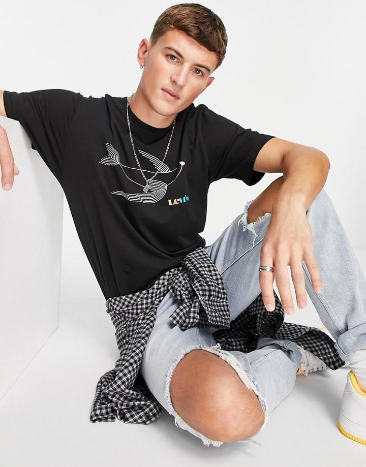 Levi's Relaxed Fit Nature Meteorite Bird Print T-shirt In Black
