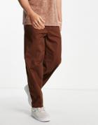 New Look Oversized Fit Pleated Smart Pants In Brown