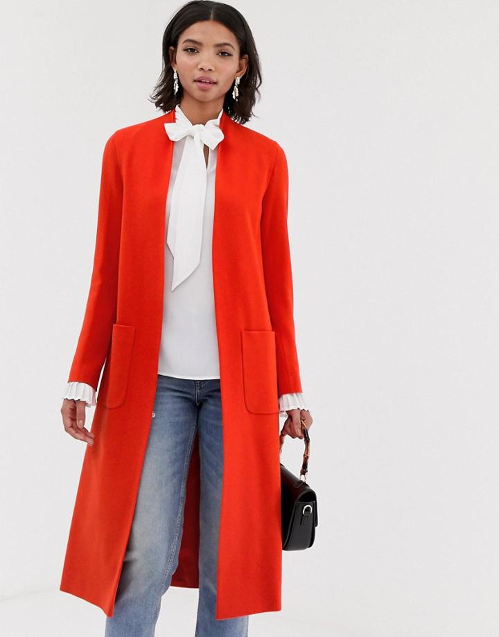 Helene Berman Wool Blend Duster Coat - Orange