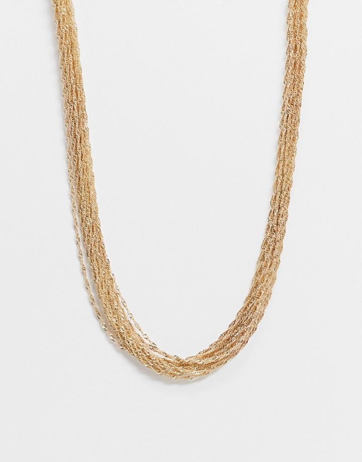 Asos Design Necklace With Multi Fine Chain In Gold Tone