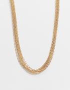 Asos Design Necklace With Multi Fine Chain In Gold Tone