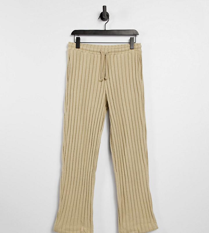 Collusion Unisex Wide Leg Sweatpants In Jersey Knit In Tan - Part Of A Set-brown