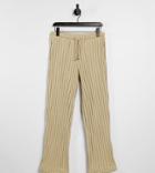 Collusion Unisex Wide Leg Sweatpants In Jersey Knit In Tan - Part Of A Set-brown