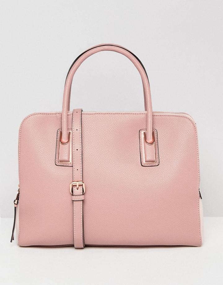 Asos Color Block Double Zip Compartment Tote Bag - Pink