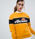 Ellesse Relaxed Sweatshirt With Color Block Stripe And Front Logo - Yellow