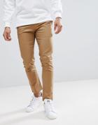 River Island Skinny Fit Chinos In Tan