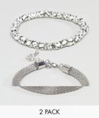 Designb Beaded & Chain Bracelet In Silver In 2 Pack Exclusive To Asos - Silver