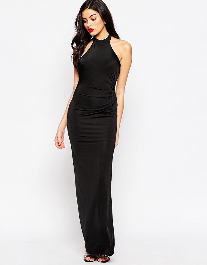 Sistaglam Hayden Maxi Dress Wiith Side Split - Black