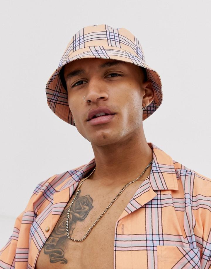 Asos Design Two-piece Check Bucket Hat-multi