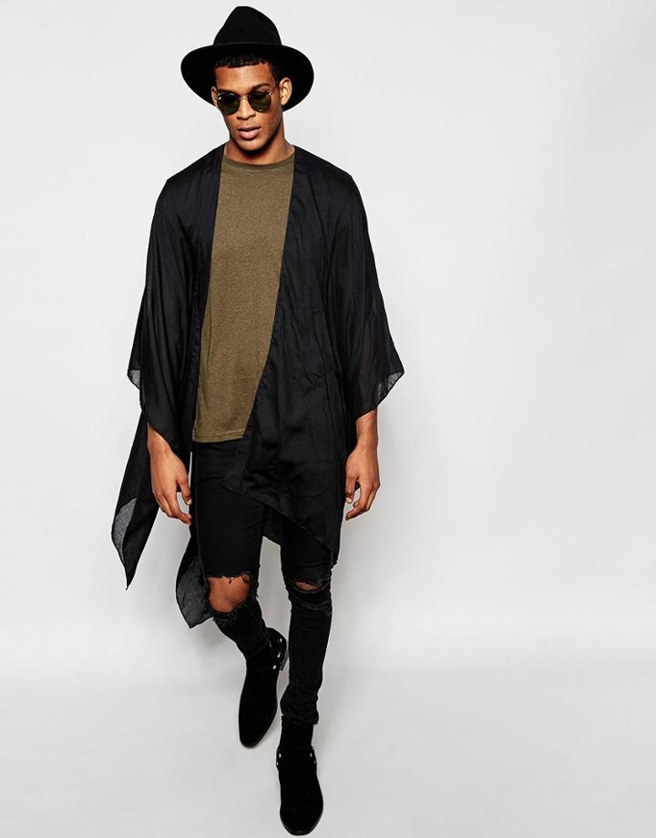 Asos Lightweight Cape In Black - Black