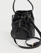 Asos Design Mini Croc Bucket Bag-black