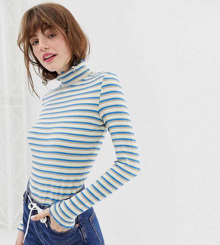 Monki High Neck Ribbed Top In Multi - Multi