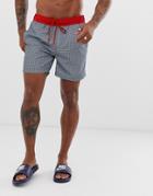 Threadbare Geo Print Swim Shorts - Navy