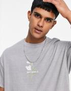 New Look Oversized T-shirt With Rose Print In Mid Gray-grey