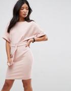 Asos Ultimate Mini Pencil Dress With D-ring Belt - Pink
