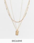 Reclaimed Vintage Inspired Multirow Necklace With Happy Face And Peace Flower Charms In Gold