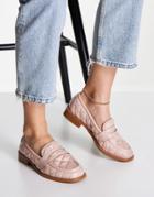 Asos Design Mighty Quilted Padded Flat Loafers In Beige-neutral
