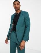 Harry Brown Collarless Slim Fit Suit Jacket-green