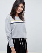 Noisy May Stripe Front Sweatshirt - Gray